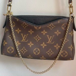 Louis Vuitton Black Monogram Canvas Pallas Chain Clutch